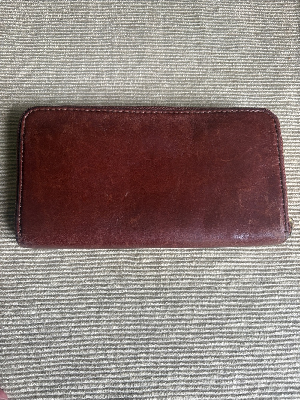 Tory Burch Brown Leather Zip Wallet with Gold Logo - Picture 2 of 7
